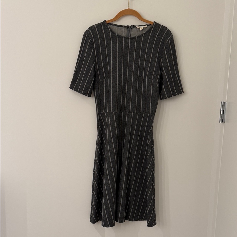 Freeway Charcoal‎ and White Striped Midi Dress Size Large
